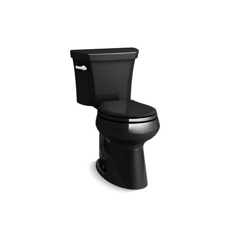 KOHLER Round-Front 1.28 GPF Chair Height Toilet, 1.28 gpf, Black 5481-7